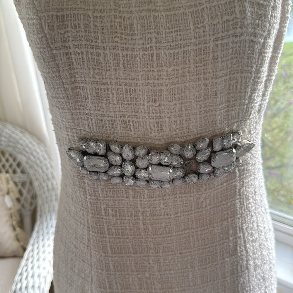 Boston Proper cream tweed boucle knit sheath dress classic - Picture 8 of 16